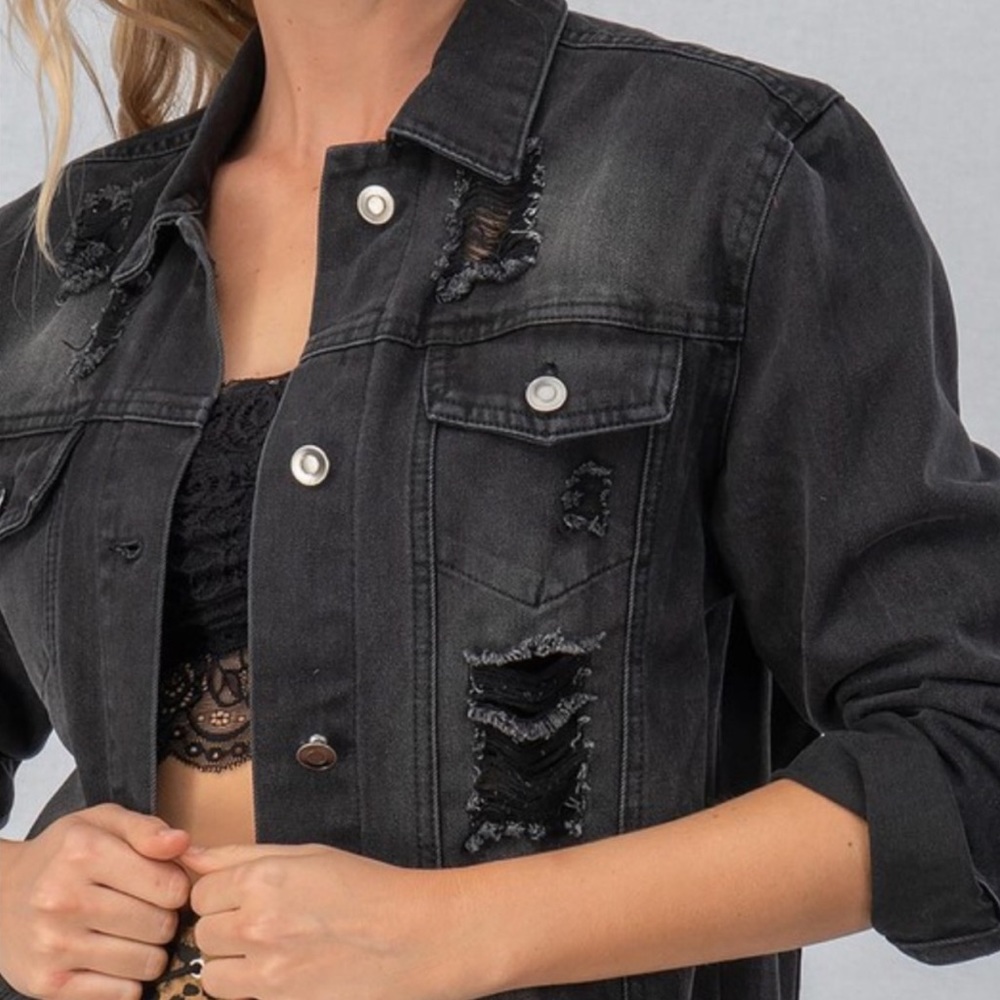 Distressed Jean Jacket - Picture 3 of 8
